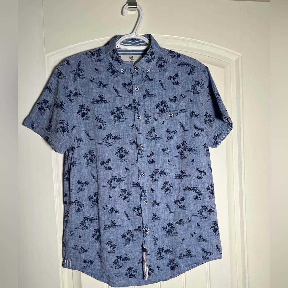 Casual Blue Floral Men's Shirt